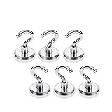 Magnethaken,6 Stück Starker Neodym Hacken 9kg stärksten schwere Magnetischer Haken Mehrzweck Magnetische Haken,Durchmesser 20mm
