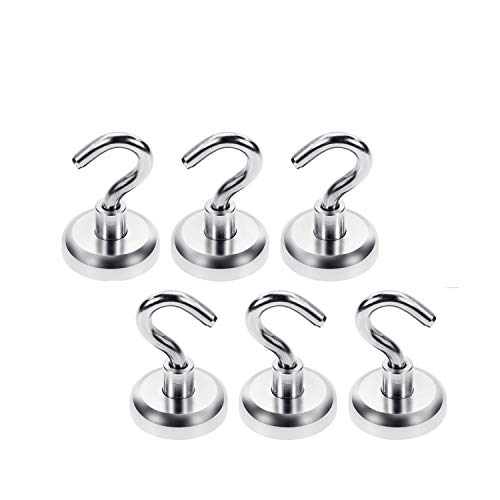 Magnethaken,6 Stück Starker Neodym Hacken 9kg stärksten schwere Magnetischer Haken Mehrzweck Magnetische Haken,Durchmesser 20mm