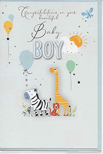 Baby Boy Newborn Greeting Card 20 x 14 cm Congratulations Beautiful