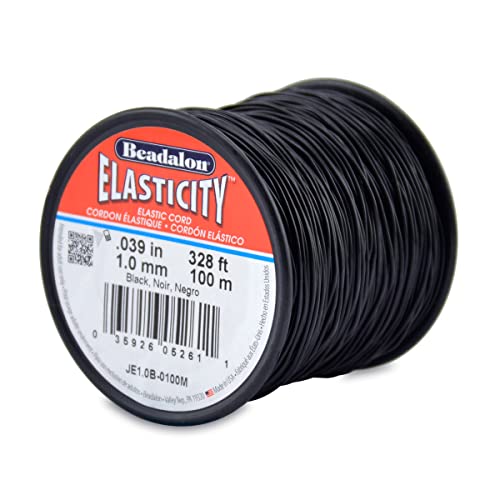 Beadalon Elasticity Stretch Cord, 1.0 mm / .039 in, Black, 100 m / 328 ft