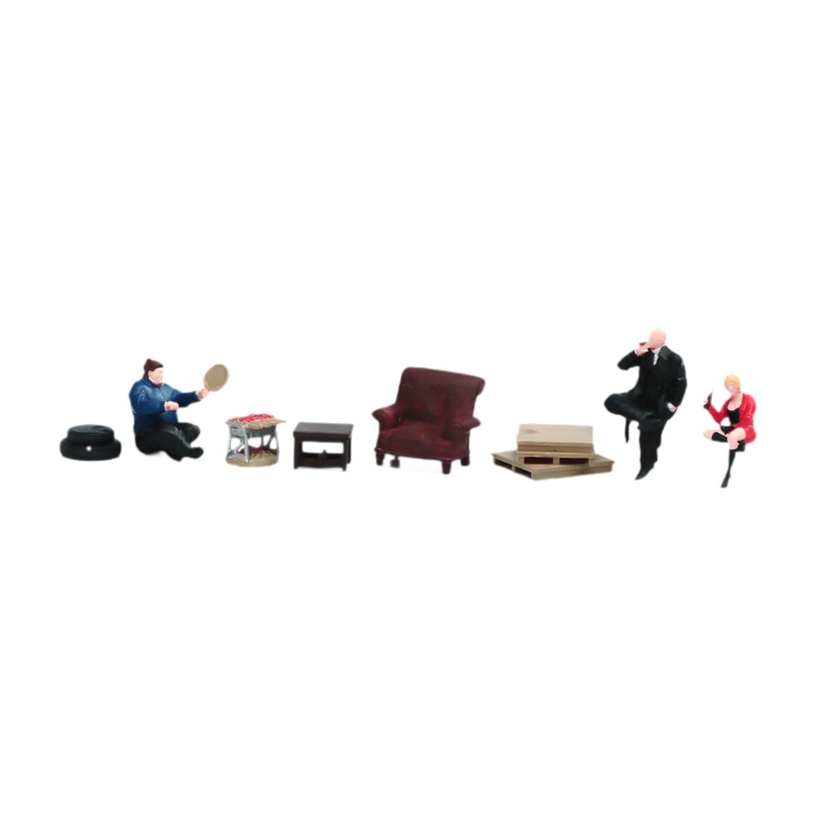 F Fityle Set di modellini di Personaggi per Scene di Barbecue in 1/64, Statuette in Resina da Collezione per Giardino delle Fate, Oggetti di Scena per, Multicolore