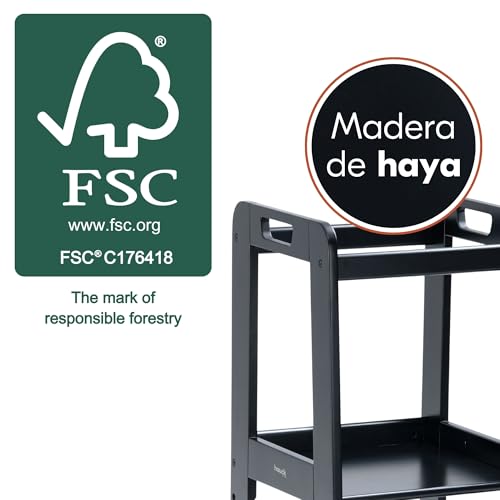 Miniatura 9 de Hauck Learn N Explore Montessori Torre De Aprendizaje Evolutiva, A Partir De 1 Año, Ayudante De Cocina, Madera Certificada Fsc , Regulable, Robusta