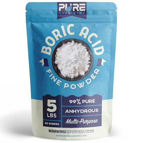 Ecoxall Bulk Boric Acid, 99.9% Pure, Laundry Stain Remover and Deodorizer, Kitchen, Household, Industrial Strength Commercial Cleaner, Drain Unclogger, Fine Powder, 5 lbs