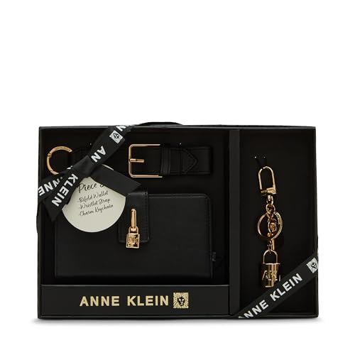 Anne Klein Womens 2 Piece Gift Set with Lock Wristlet and AK Bag Charm, Black2