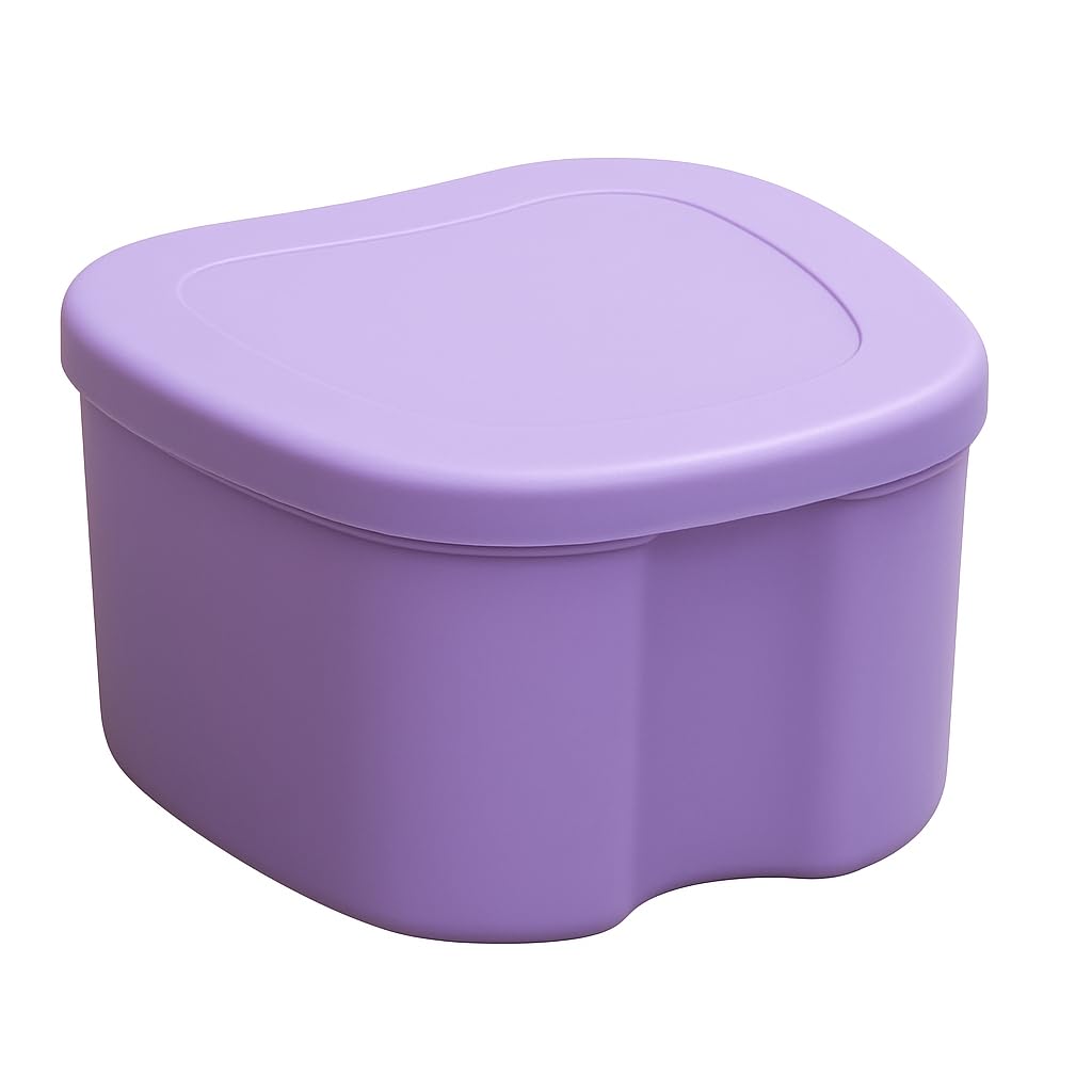 Snow White Denture Box | Dental Orthodontic Retainer Case | Teeth Storage Box for Dentures (Purple) 1