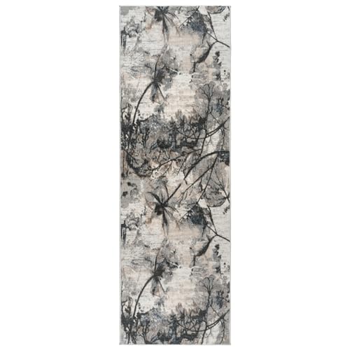 Gertmenian Classic High Low Indoor Woven Area Rugs, Boho Abstract Home Decor, Carpet for Living Room Kitchen Bedroom Entryway Foyer, 2x8 Runner, Robbia Gray, 25321