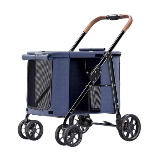 Poussette portable pour animaux à 4 roues avec système de pliage rapide pour chien et chat