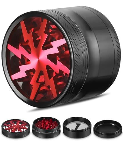 Grinder 2,5 pollici, smerigliatrice in acciaio inox con raschietto e piccola spazzola, macinaspezie Mill, tritatutto per spezie, spezie, rosso