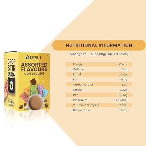 Image of Bevzilla Instant Iced Tea Mix (10 Flavours, 30g Each) | Perfect for Summer + 10 Instant Coffee Cubes with Date Palm Jaggery, 5 Flavours, No Sugar, No Preservatives (Pack of 3)