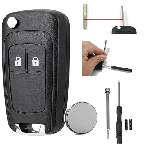 2 Buttons Vauxhall Astra J Adam Corsa Zafira Tourer Meriva Key Fob Replacement Insignia Key Case Cover Chevrolet Cruze Key with CR2032 Battery with Car Key Pin Tool