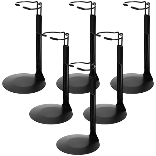 Image of Yaocom 6 Pcs Adjustable Doll Stands for 12 Inch to 18 Inch Dolls Display Stand with Expandable Waist Wire Action Figure Display (Black)