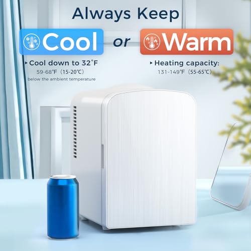 Image of Antarctic Star Compact Refrigerator,Small Cooler for Cosmetics, Beverage and Food,Portable Mini Fridge,Skin Care 4L Capacity /6 Cans, Cooler and Warmer for Bedroom, Car, Office & Dorm,White