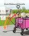 3 in 1 Collapsible Wagon Converts to Bench, 220lbs Foldable Wagon Cart with Wheels, 120L Shopping Cart for Groceries Folding Utility Wagon for Beach, Garden, Camping, Sport, Wheelbarrows, Pink