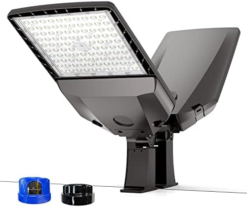 HYPERLITE LED Parking Lot Lights 150W 22,500Lm (150lm/w) 5000K with Dusk to Dawn Photocell UL DLC Certified IP65 Parking Lot LED Lights 180°Adjustable Pole Mount Single Installation