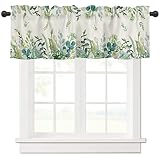 Kitchen Valance Curtain Spring Green Eucalyptus Leaf Farmhouse Rural Summer Rod Pocket Window Valanc
