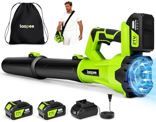 Leaf Blower Cordless,Electric Leaf Blower with 2 4.0Ah Battery Po...
