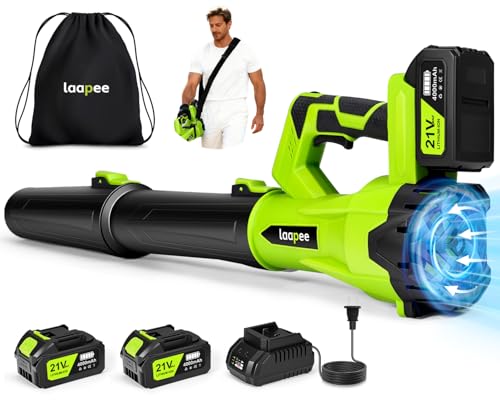 Leaf Blower Cordless,Electric Leaf Blower with 2 4.0Ah Battery Powered and Fast Charger, Lightweight Cordless Blowers for Lawn Care and Dust,Snow,6 Speed Control