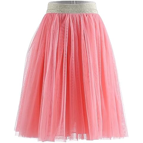 elamccor Toddler Baby Girl's Tutu A Line Knee Length Tulle Layered Long Party Skirt for Little Big Girls 1T-16T Cover