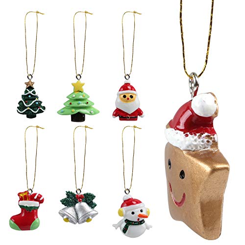 Naler Mini Christmas Ornaments, Resin Design With Santa Claus, Snowman, Reindeer And More Ornaments, Set Of 24 Pieces #TOP4