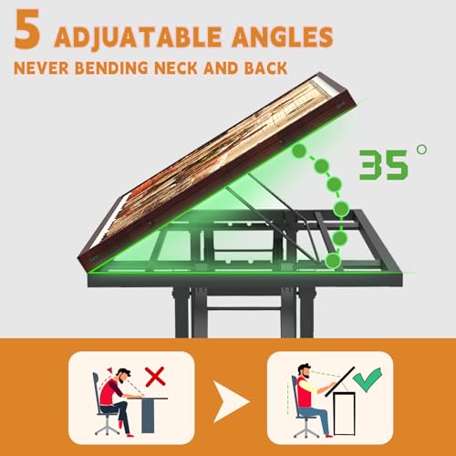 Image of Doerpuz Puzzle Table with Folding Legs, 1500 Pieces Puzzle Table for Adults with Drawers, Cover, Wheels, 5 Adjustable Up Angles Wooden Jigsaw Puzzle Board for All Ages