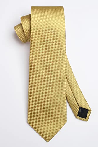 Image of HISDERN Ties for Men Solid Houndstooth Neckties Handkerchief Formal Business Tie & Pocket Square Set Wedding Party