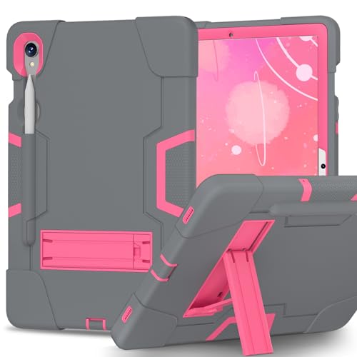 Coque Samsung Galaxy Tab S9 11" en TPU antichoc avec béquille intégrée grise et rose