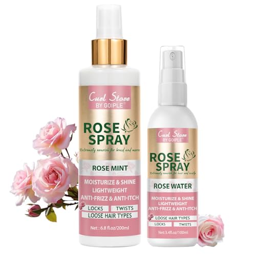 lockmio Spray Eau De Roses Pour Cheveux, Peau De Chevelu Hydratant, Eau De Rose Pour Cheveux Rafraîchissant, Eau De Rose Pour Cheveux, Gel Loc Naturel Pour La Retouche, Eau De Rose Pour Locs(200