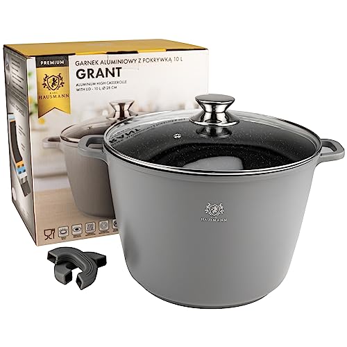 KARL HAUSMANN Topf Antihaftbeschichtet mit Deckel - 14L - Ø 32 cm - Aluguss Kochtopf beschichtet Für alle Herdarten auch Induktion - Grau Suppentopf - Non Stick Cooking Pot - Bratentopf - Töpfe