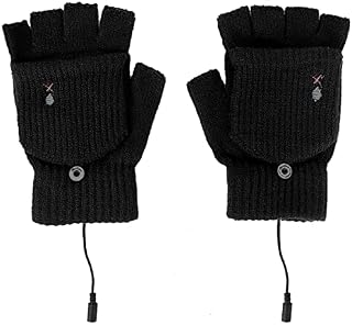 USB Heated Gloves Women Men Double-sided Heating Mitten Winter Hands Warm Laptop Gloves Fingerless Plush Hand Warmer Heated Gloves Removable and Washable