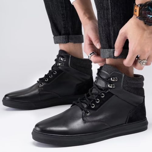Image of Arkbird Casual Sneaker Boots, High-Top Sneakers Lace-up Leather Chukka Shoes for Men