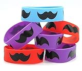 Dazzling Toys Jumbo Mustache Rubber Bracelets Pack of 12 Assorted Colors Mens Bracelets Holiday...