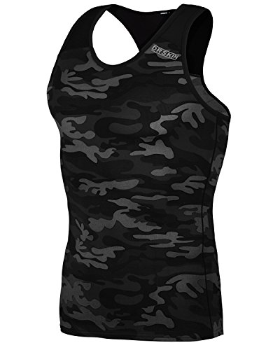 DRSKIN Undershirts Running Shirt Tank Tops Men's Cool Dry Compression Baselayer Sleeveless (Packs of 1, 2, or 3 Deals) (Manggo MB-B09 M)