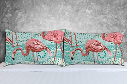 Pillowcase 16X24 Inches Set Of 2 Standard Size Bedding Pillow Cover Flamingo Birds Tropical Pink Ocean Sea Pillow Sham Case Protector For Throw Bed Pillow Cotton Zipper Closure #TOP4
