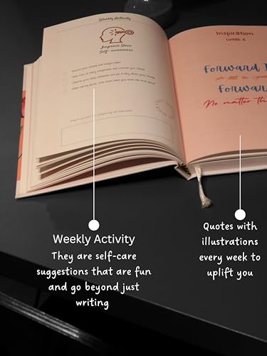 Image of THOUGHT PEN Wellness Daily Journal, Gratitude and Emotional Management, Undated, A5 Size, Hardcover, 21 Weeks, 244 pages, Illustrations, Weekly Activity, Guided Journal to Improve Thought Clarity and Keep Daily Record