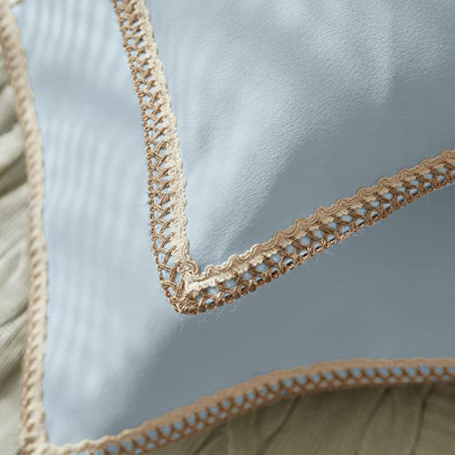 Fy Fiber House Pack Of 2 Farmhouse Decorative Throw Pillow Covers, Faux Burlap Linen Trimmed Tailored Edges Cushion Cover Pillowcases For Couch, Sofa, Bedroom, Baby Blue 20 X 20 Inches #TOP1