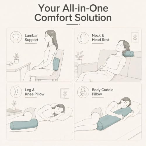 Almohada de viaje para cuello cilíndrica y ergonómica contra el dolor cervical 7