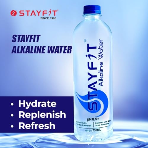 Image of Stayfit Alkaline Water with Essential Nutrients | 81+ Trace Minerals |Water-Based Electrolyte Drink With 8.5+ pH Alkaline Mineral Water (15 x 750 ml)