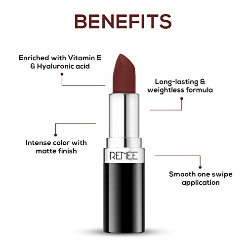 Image of RENEE Stunner Matte Lipstick - Big Bang 4gm| Intense Color Pay Off, Full Coverage Long Lasting Weightless Velvety Formula with One Swipe Application| Enriched with Vitamin E & Hyaluronic Acid