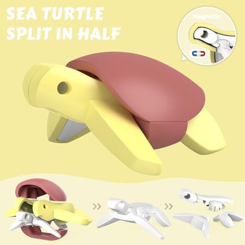 Magnetic Ocean Animals Building Toys,STEM Toddler Learning Toys 3D Puzzle Sea Animals for Boys Girls, Educational Magnetic Travel Montessori Toy Turtle Whale Shark,Unique Birthday Gift for Kids 3 4 5