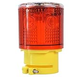 Solar Strobe Warning Light Flashing Lamp: 360 Degree Super Bright LED Wireless Install Automatically Turn On/Off IP65 Waterproof for Construction, Traffic, Dock, Marine, Crane Tower, Factory (Red)
