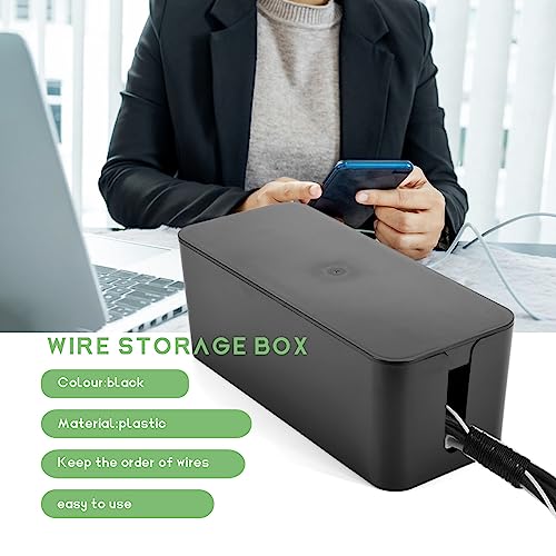 Boîte de gestion des câbles noire au design minimaliste pour bureau