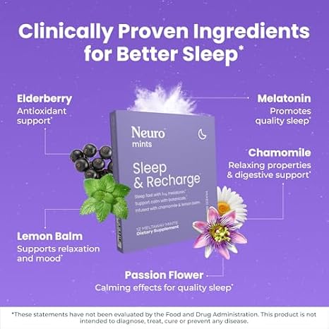 Neuro Day + Night Brain Bundle - Energy & Focus Smart Gum Peppermint, Memory & Focus Gum 90 Count, Sleep & Recharge Mints 72 Count Chamomile & Calm & Clarity Mints Honey Lemon