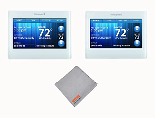 Honeywell Th9320Wf5003 Wi-Fi 9000 Color Touch Screen Programmable Thermostat, White, Requires C Wire 2 Pack Playhardest Cloth Bundle #TOP1