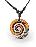 Scddboy Spiral Koru Necklace Maori Tribal Necklace for Men Women,Adjustable Black Rope Cord Necklace