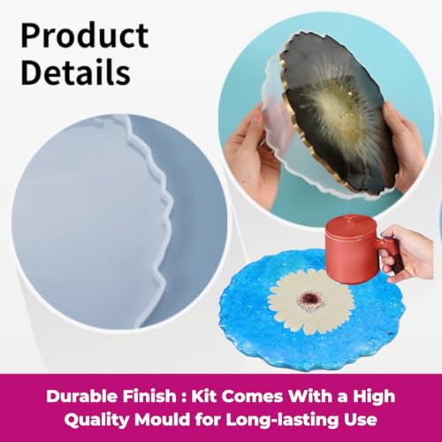Image of Oytra Resin Coaster Making Kit Epoxy Art DIY Craft Set for Beginners with Silicone Mould Liquid Casting Material & Tools Coasters Gift Kit (8 Inch Coaster Kit)