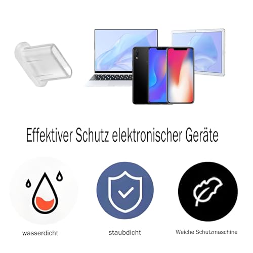 NEODTX USB C Staubschutz Stöpsel 12 Pcs SilikonhüLle USB 3.1 Typ C Port Für Meiste Typ-C Handy Tablet Zubehör iPhone 15 16 pro max Google Samsung Galaxy Xiaomi Redmi Motorola Schutzkappe (Transparent)