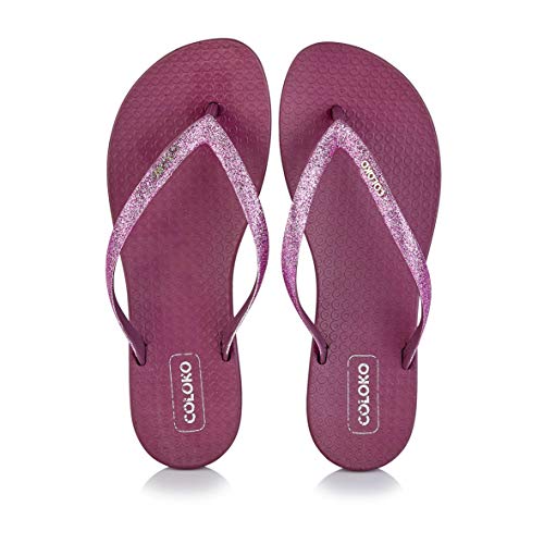 Tongs fines à paillettes Coloko Orchid Curve contre les maux de pieds