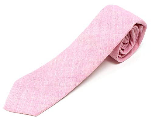 Image of Men's Chambray Cotton Skinny Necktie Tie Textured Distressed Style - 2.5 inch Width
