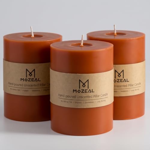 MOZEAL Burnt Orange 3-Inch by 4-Inch Candle Set