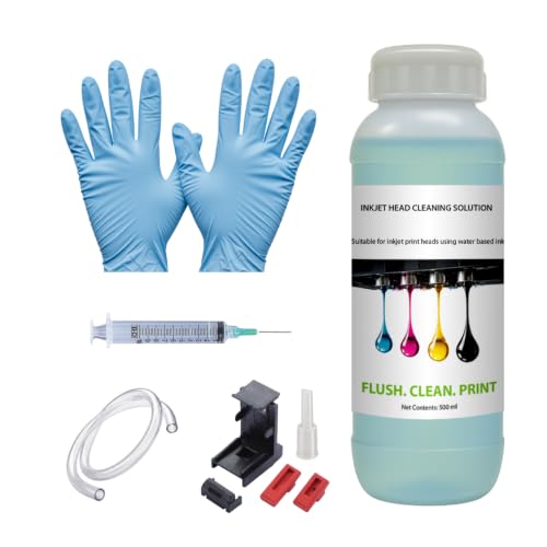 Image of Needle Printer Head Cleaner Solution 500ML with Cleaning Kit | Universal Inkjet Print Head Cleaning Fluid | for Ink Tank and Thermal | Compatible with Epson, Canon, HP & Brother Printers